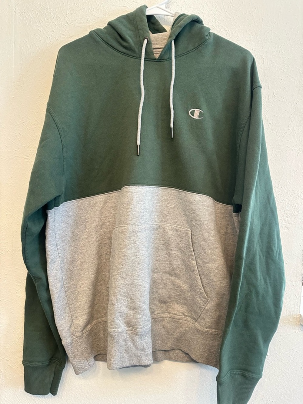 Champion Green and Gray Colorblock Pullover Hoodie